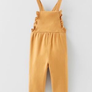 Zara Mustard Ruffle Strap Overalls